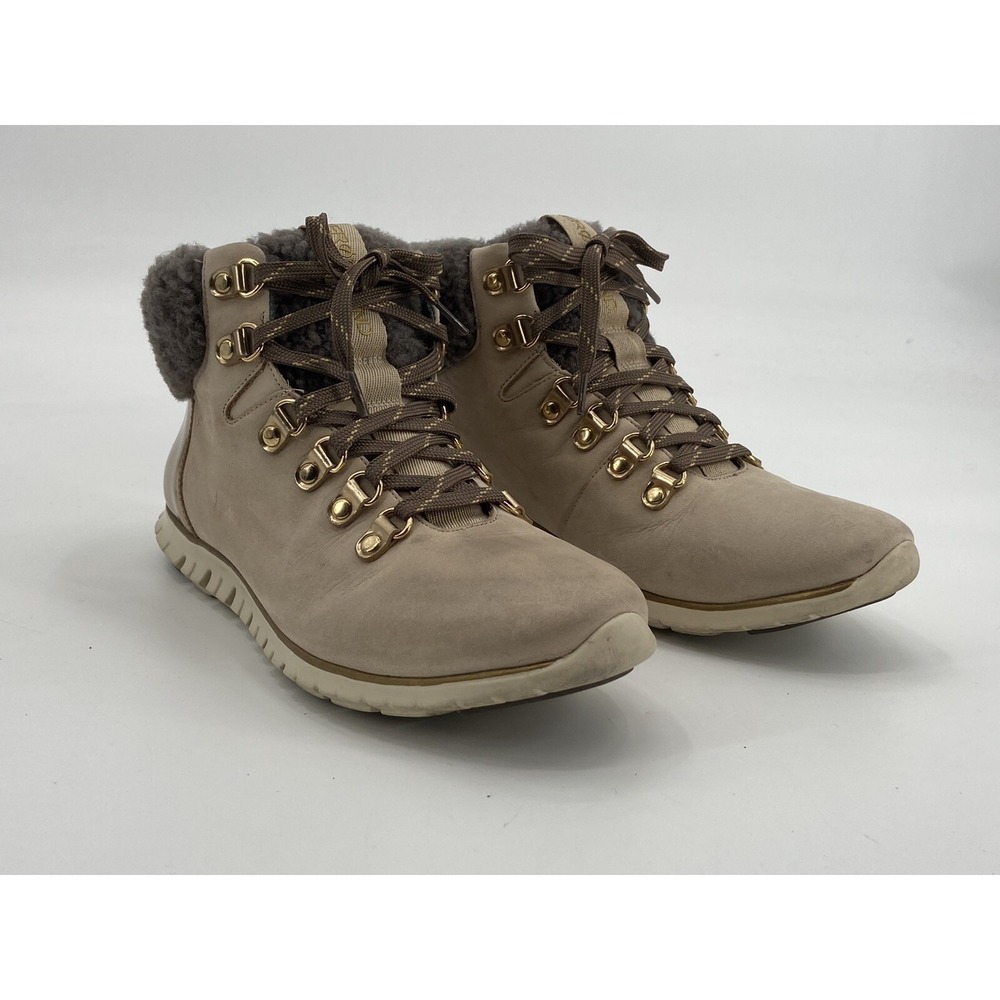 Cole‎ Haan Women's Zerogrand Beige White Boots Size 8.5 B WATERPROOF